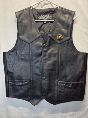 Men's Black Leather Vest